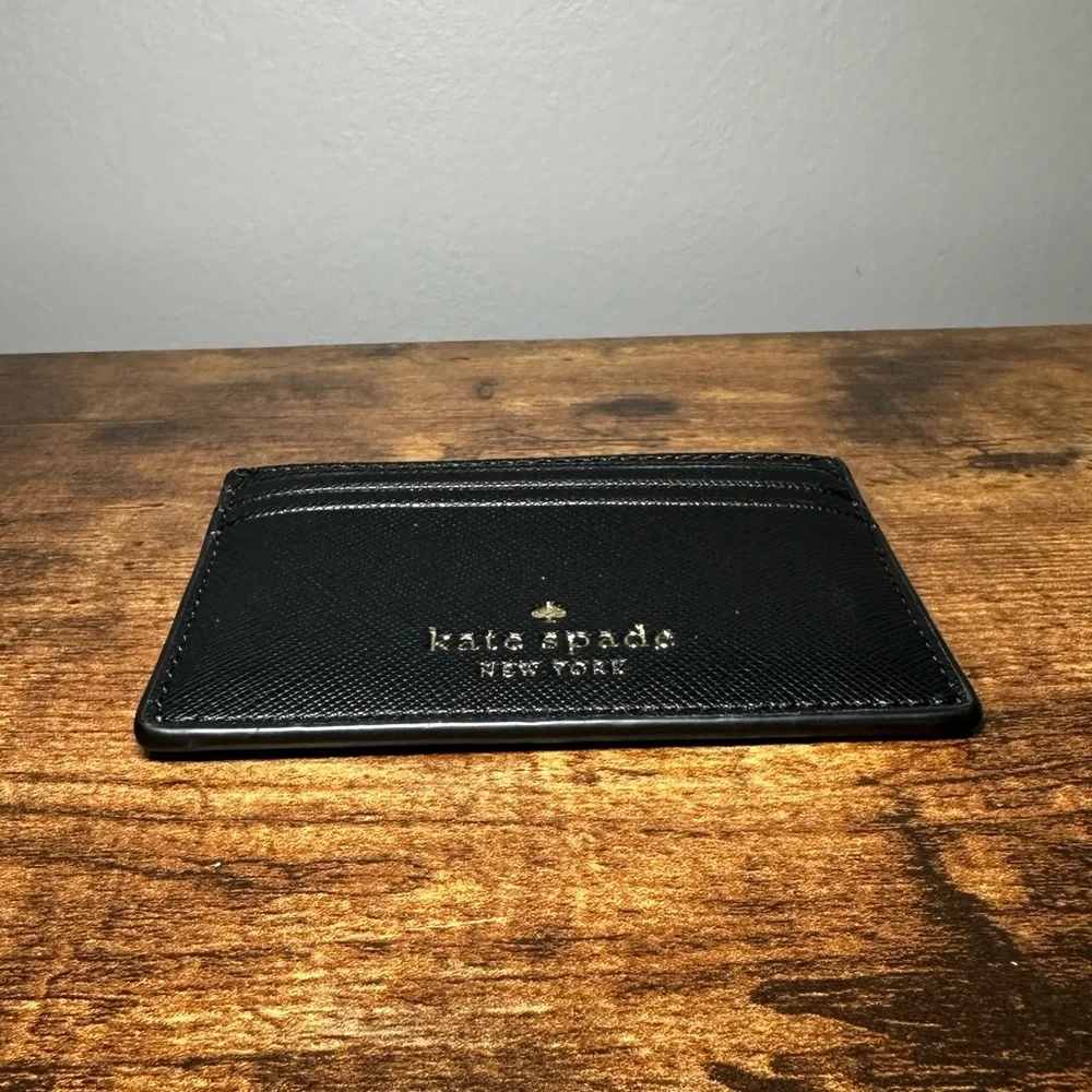 Kate Spade Black Card Holder With Gold Accents